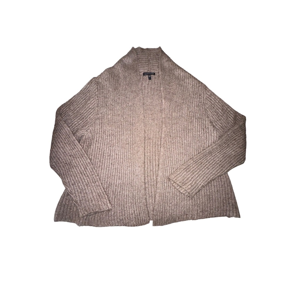 EILEEN FISHER Alpaca Silk Soft Chunky Knit Open Front Cardigan Sweater Large
